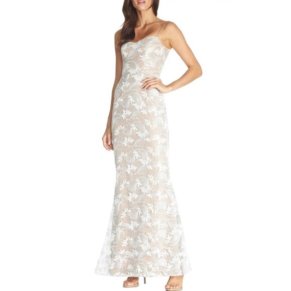 NEW! Dress the Population Giovanna Lace Embroidered Maxi Gown Dress White XXL - Picture 1 of 14